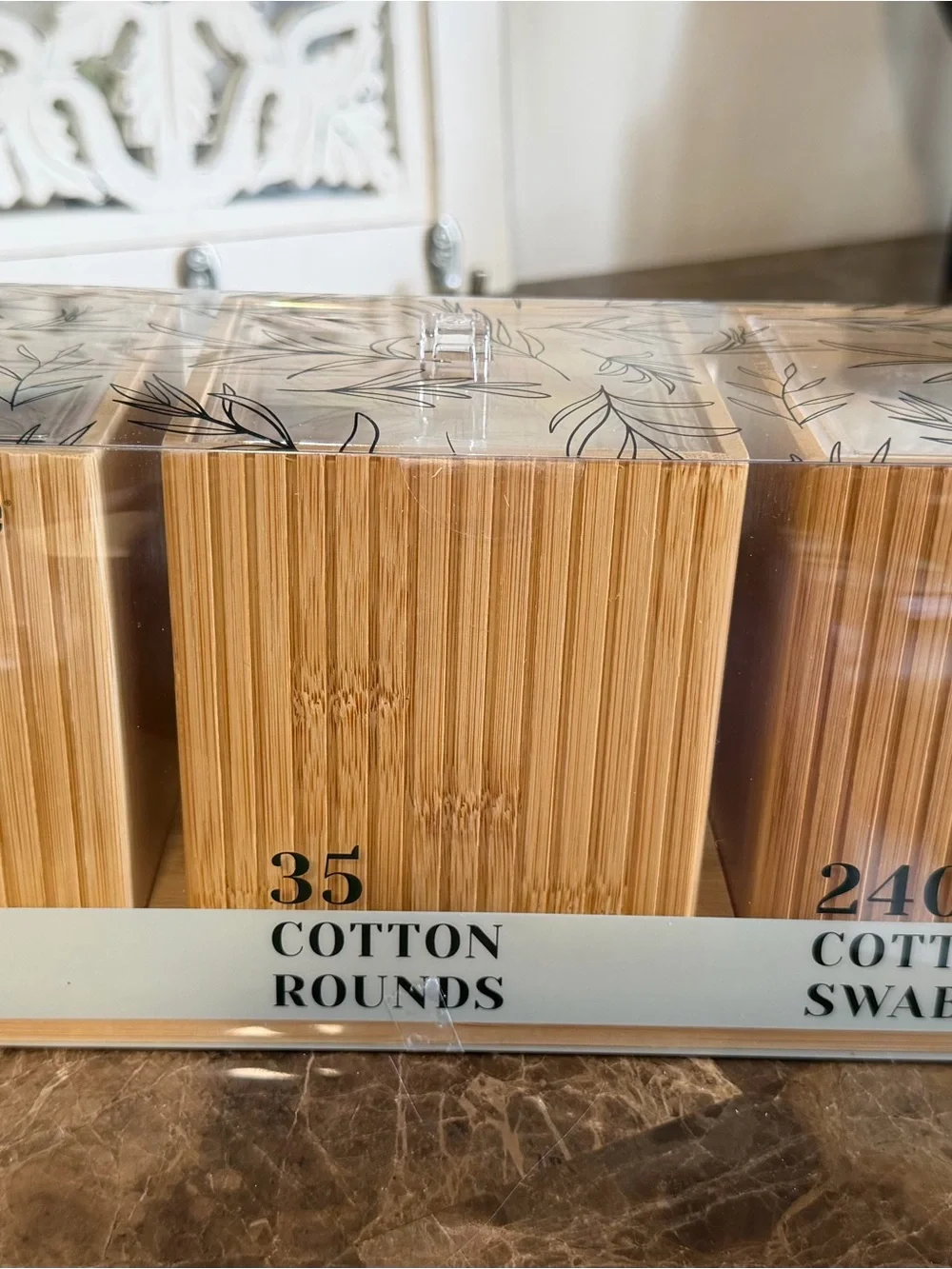 Natural Bamboo Cotton Rounds, q-tips and more Organizer. Brand new.